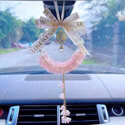 New Car Pendant, Lily of the Valley Bow Car Rearview Mirror Decoration Pendant, Fashionable Goddess Car Pendant