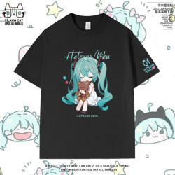 Hatsune Miku Future-Themed Short-Sleeve T-Shirt, Loose Fit, Summer, Anime Cosplay, Unisex Student, Pure Cotton Half-Sleeve