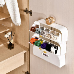Hole-free wall-mounted underwear, socks and underwear drawer storage box, home wardrobe organizing box, compartment classification box