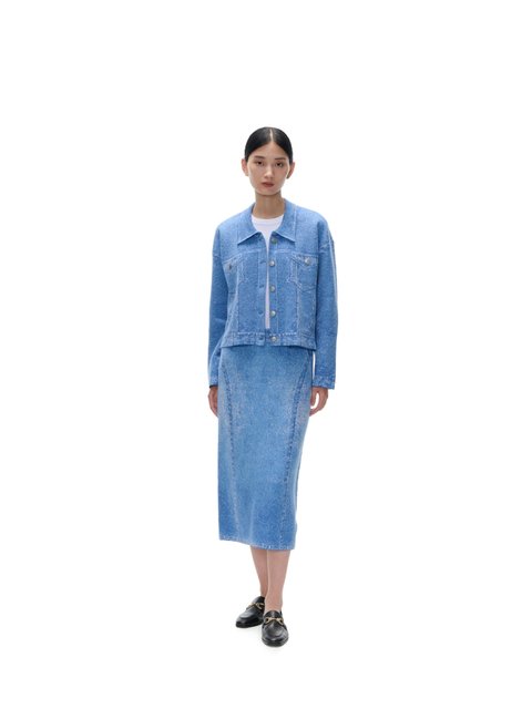 Hidden Sensiyarn knitted hand-painted imitation denim jacket JZHF081
