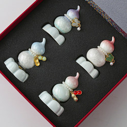 New Chinese Style National Trend Jingdezhen Internet-Famous Ceramic Spinning Gourd Desktop Decoration Ornament Gift Box Set