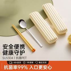High-Quality Portable Single-Serving Tableware Set with Chopsticks and Spoon in a Box, Suitable for Office Workers and Students, Personal Use Chopstick Case