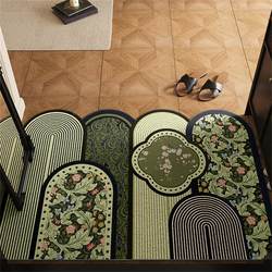 High-End Green Silk Loop Entrance Door Mat, Foyer Carpet, Stain-Resistant, Dust-Removing, Customizable Non-Slip Door Mat