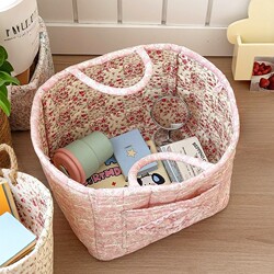 Floral Fabric Storage Basket, Household Storage Bag, Toys, Snacks, Sundries, Bathroom Storage Basket, Dirty Clothes Basket