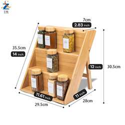 Cross-border kitchen countertop storage rack solid wood spice rack multi-layer storage rack three-layer spice bottle storage rack factory