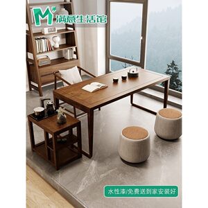 
New Chinese style solid wood tea table combination home Zen office simple tea table balcony living room set modern style