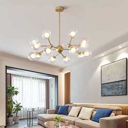 Simple Nordic branch firefly restaurant bedroom double-layer glass chandeliers creative personality living room magic bean molecule light