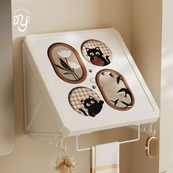 Cream Diary No-Drill Vintage Bathroom Clothes Storage Rack Foldable Bathroom Shelf Wall-Mounted Storage Box
