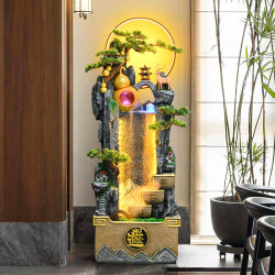 Flowing Water Brings Wealth, Circulating Water Ornament for Living Room, Fortune-Attracting Feng Shui Wheel, Floor-Standing Decorative Water Feature for Company Store Opening or Housewarming