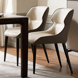 Nordic Modern Minimalist Dining Chair, Home Light Luxury Backrest Chair, Italian-Style Hotel Restaurant Creative Leather Chair, Dining Table Stool