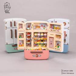 Children's Simulated Double-Door Extra-Large Refrigerator Kitchen Pretend Play Mini Food Toy Miniature Food Educational Toy