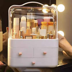 Cosmetics Storage Box Dormitory Desktop Dust-Proof Organizer Box Dressing Table Skin Care Product Storage Rack Makeup Box with Lid