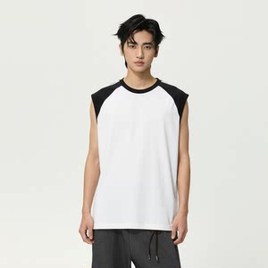 
Roamfar summer men's casual sports vest large size loose youth contrast stitching waistcoat sleeveless top