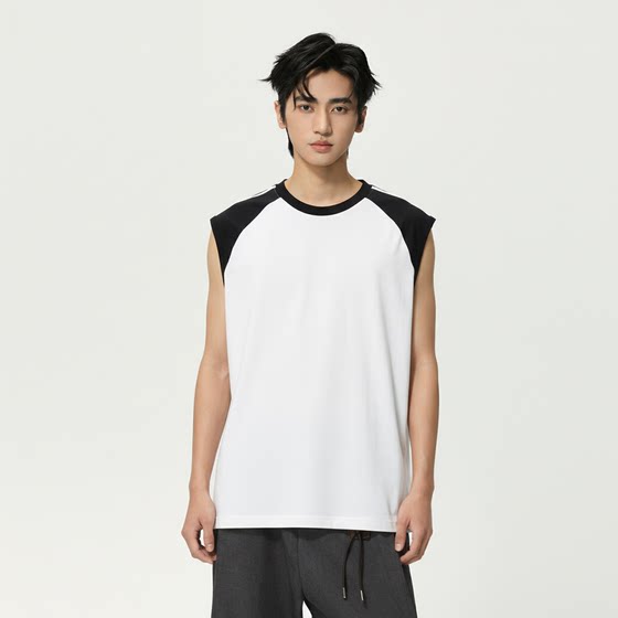 
Roamfar summer men's casual sports vest large size loose youth contrast stitching waistcoat sleeveless top