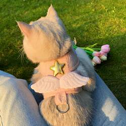 Vest-Style Cat Leash for Walking Cats and Kittens, Pet-Specific Anti-Escape Type for Outdoor Use, Leash for Small Dogs with Angel Wings