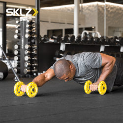Sklz Single-Hand Abdominal Wheel for Men, Double-Wheel Core Strength Training, Abdominal Muscle Four-Wheel Silent Home Fitness Shaping Equipment