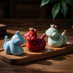 New Chinese-Style Jun Porcelain Auspicious Snake Desktop Decoration Ornament, Zodiac Snake Year Gift, Auspicious Snake Decoration