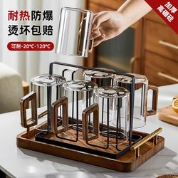 German Glass Cup Set for Home Living Room, High Temperature Resistant Tea Cup, Large Capacity Office Hospitality Transparent Water Cup