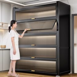 Kitchen Rack Floor-Standing Multi-Layer Household Dish Storage Cabinet Dust-Proof Multi-Functional Bowl Dining Side Cabinet Storage Cabinet