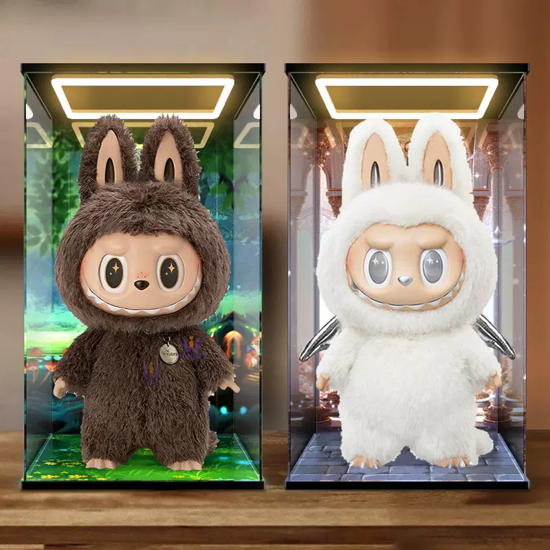 泡泡玛特Zimomo展示盒大天使首领亚克力防尘盒Labubu公仔58cm展示架