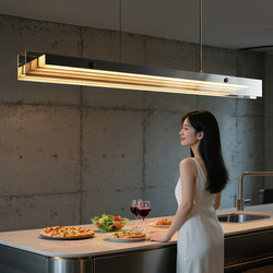 Restaurant Chandelier 2026 New Model High-End Italian Light Luxury Linear Strip Light Bar Counter Island Glass Dining Table Chandelier