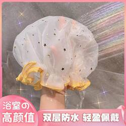 Double-Layer Waterproof Shower Cap for Women, Adult Hair Mask Dust-Proof Cap, Women's Kitchen Anti-Oil Smoke Cap, Children's Shower Cap, Headgear