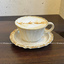 French Embossed Coffee Cup and Saucer, Breakfast Oatmeal, Afternoon Tea, Ceramic Latte Art Cup, High-Value Women's Coffee Cup