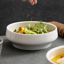 High-Footed Soup Bowl, Hotel Pure White Ceramic Dish Bowl, Creative and Unique Deep Bowl, Household High-Appearance Salad Bowl, Mao Xue Wang Bowl