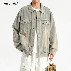 Ponchioe denim jacket Men's Spring and Autumn 2024 New Tide Brand Street Loose American Casual Casual Jacket