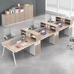 Staff Desk Office Worker Desk Cross-Shaped Double 4-6 Workstation Cubicle Financial Screen Desk and Chair Set