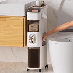 Xingyiyu Bathroom Storage Rack Toilet Side Trash Can Household Bathroom Storage Narrow Cabinet