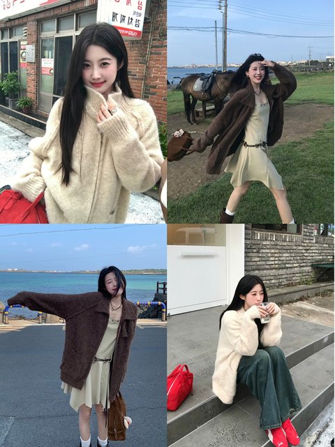 Joeyoo Li Qiaoyou Sweater Coat Women's Autumn 2024 New Korean Loose Lazy High-end Zipper Top