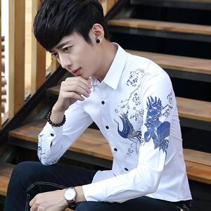 2024 new men's short -sleeved shirt supplement, trendy shirt, men's long -sleeved pure cotton men's soil supplement clothes Chinese style
