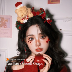Christmas Headwear Cute Bear Plush Headband Women's Autumn and Winter Sweet Versatile Headband Festive Atmosphere Hair Accessory