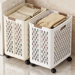 Foldable Wheeled Dirty Laundry Basket for Home Use, Large Capacity, Extra-Large Size, Bathroom Dirty Laundry Hamper