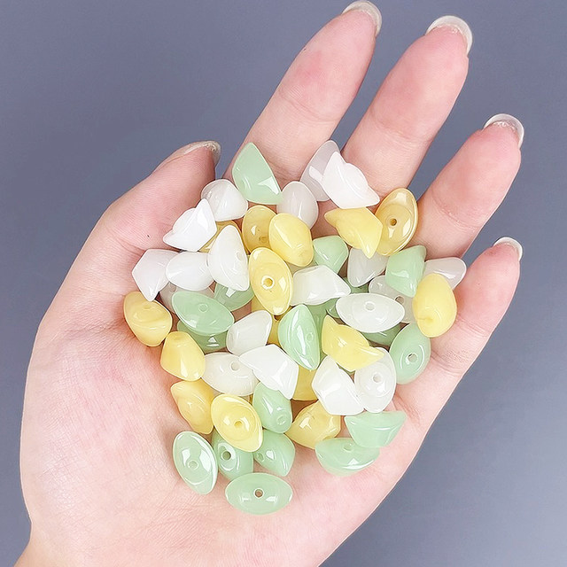 Golden Yuanbao pendant green glazed bracelet imitation jade pendant DIY beaded accessories hand-woven ornaments