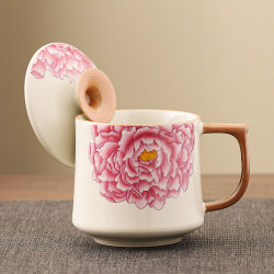 Jingdezhen Ru Kiln Tea Cup Women's Personal Water Cup Mug Ceramic Cup Office with Lid 2025 New
