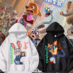 Nasa Disney Zootopia Collaboration Hoodie for Men, Autumn Judy and Nick Couple Outfit, Fleece-Lined Jacket
