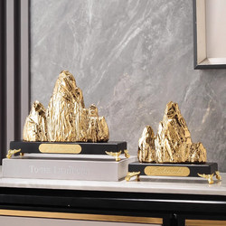 New Chinese-Style金山银山 (Golden Mountain and Silver Mountain) Living Room Fortune-Attracting Ornaments, High-End and Elegant, Suitable for Tv Cabinets and Office Decoration Gifts