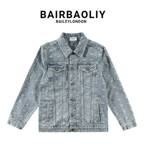 
BAIRBAOLIY high-end trendy brand new light luxury cross jacquard advanced retro handsome fashion denim jacket