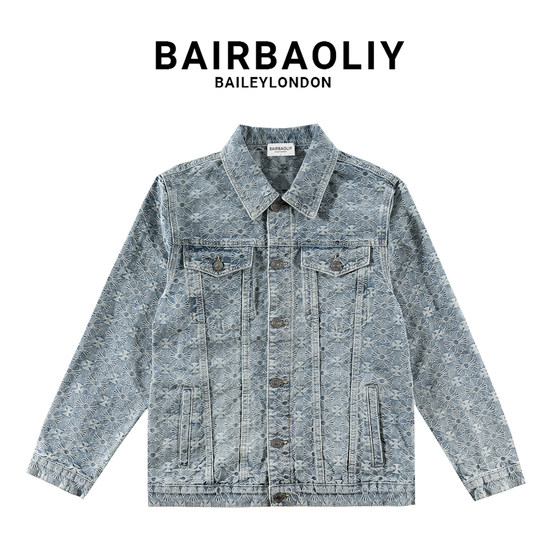
BAIRBAOLIY high-end trendy brand new light luxury cross jacquard advanced retro handsome fashion denim jacket