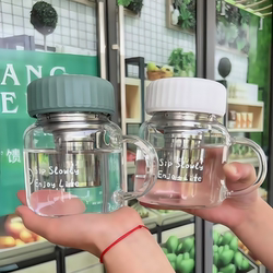 High Borosilicate Heat-Resistant Glass Cup, Large Belly Cup with Tea Infuser, High Aesthetic Value, Cute Tea Brewing Cup with Handle for Women's Home Use