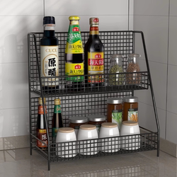Kitchen Condiment Storage Rack Countertop Multi-Functional Multi-Layer Storage Condiment Rack Space-Saving Oil, Salt, Sauce and Vinegar Storage Rack