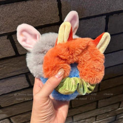 Zootopia Cute Cartoon Paw Ice Cream Hair Clip Fox Nick Judy Plush Hair Tie Pink Cat Paw Clip