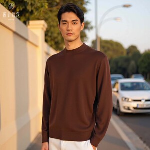 
Front needle and back thread 100% pure cashmere men's half turtleneck long-sleeved cashmere sweater machine washable autumn and winter warm business inner wear