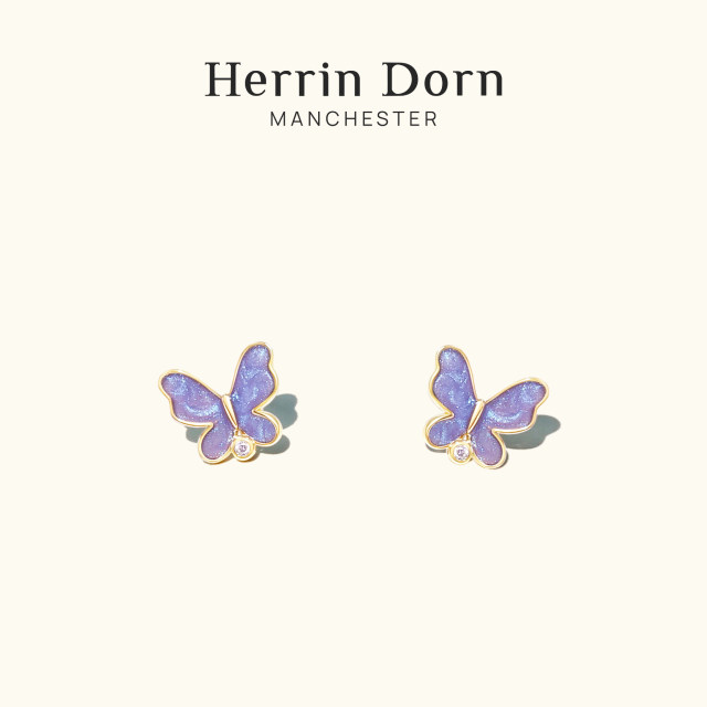 Herrin Dorn gilt butterfly earrings earrings purple romantic light luxury high-end