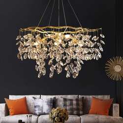 Light luxury high-end living room crystal chandelier French golden branch restaurant hotel art designer water drop chandelier