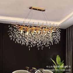 Light luxury crystal ceiling light round French branch bedroom large size high-end luxury living room light chandelier