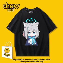 Blue Archive Collaboration T-Shirt for Men, Blue Archive Sand Wolf Shirako Short-Sleeve Summer Quick-Dry Loose Trendy Shirt