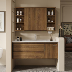 Dongpeng Bathroom Cabinet with Integrated Ceramic Basin, Feng Shui Mirror Cabinet, Bathroom Washbasin, Washstand Combination, Folding Mirror Cabinet